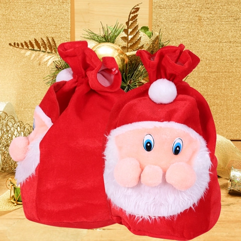 Grande Sacchetto Regalo Babbo Natale Zaino con Coulisse in Velluto per Festa di Natale Contenitore per Caramelle Rosso Borsa Decorativa