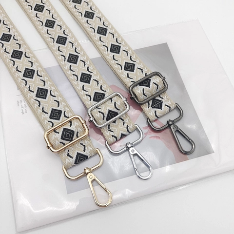 Tracolla Larga Regolabile Multicolore Etnica Jacquard Geometrico Cintura di Ricambio Con Ganci in Metallo Per Borse a Tracolla Donna