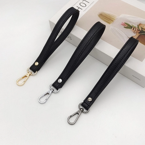 Cinturino da Polso in Pelle PU da Donna Con Chiusura a Moschettone in Metallo Grana Litchi Ricambio Manico per Borsa
