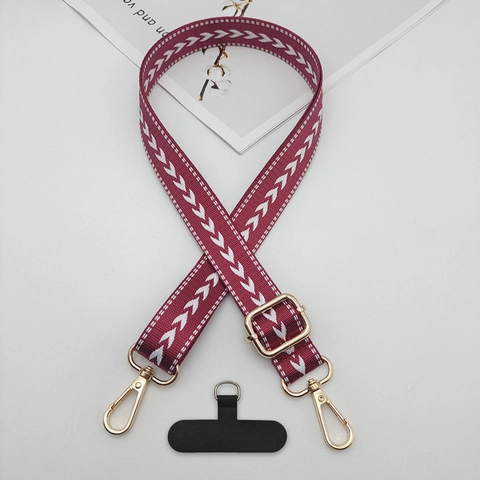 Adjustable Woven Phone Lanyard Crossbody Neck Strap With Gasket Arrow Pattern Polyester Phone Back Strap For Women Men