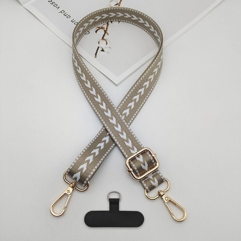 Adjustable Woven Phone Lanyard Crossbody Neck Strap With Gasket Arrow Pattern Polyester Phone Back Strap For Women Men