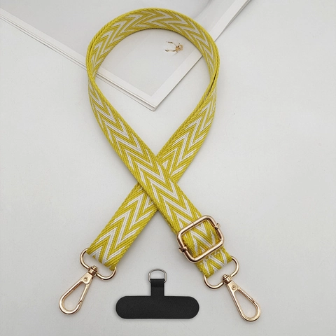 Cordino per Cellulare Largo Regolabile a Tracolla in Poliestere Jacquard Con Gancio in Metallo per Custodia Telefono