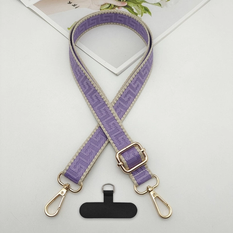 Cordino per Telefono Regolabile in Jacquard Geometrico Tracolla Universale per Donna Uomo Accessorio per Cintura Intrecciata in Poliestere