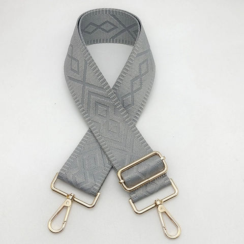 Adjustable Wide Bag Strap Crossbody Shoulder Replacement Belt Geometric Diamond Pattern Polyester Weave Strap Metal Buckles