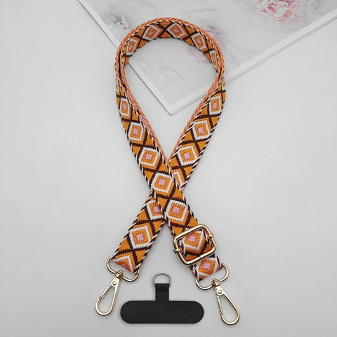 Correa Ajustable De Teléfono Estilo Bohemio Étnico Con Gancho Metálico Cordón Universal Para Celular Y Bolso