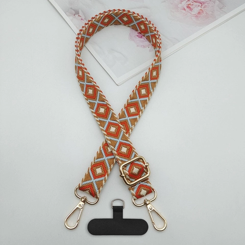 Correa Ajustable De Teléfono Estilo Bohemio Étnico Con Gancho Metálico Cordón Universal Para Celular Y Bolso