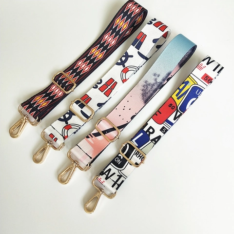 Ethnic Style Wide Adjustable Polyester Bag Strap Replacement Multicolor Geometric Pattern Crossbody Shoulder Strap For Women Bags