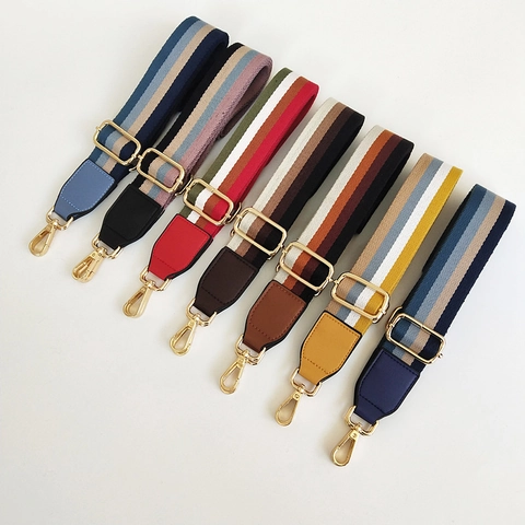 Vervangende Brede Tassenriem Voor Dames Gekleurde Strepen Verstelbaar Polyester PU Leer Schouder Crossbody Tas Riem Accessoire