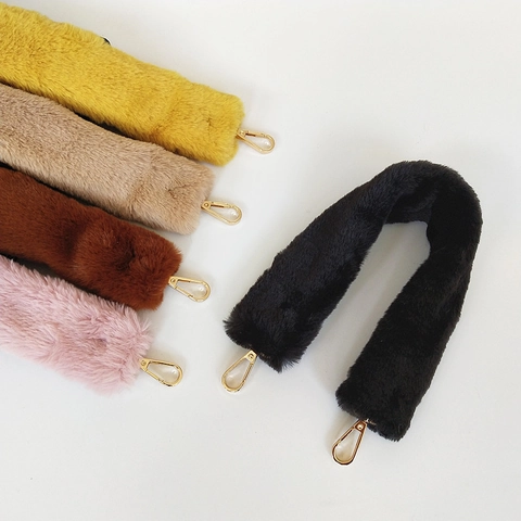 Tracolla per Borsa in Pelliccia Sintetica di Coniglio Morbida Peluche Leopardo Tracolla di Ricambio con Ganci in Metallo Oro
