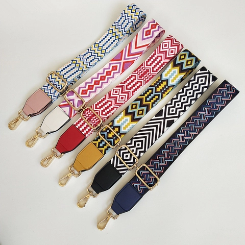 Verstellbarer Breiter Ethno Geometrischer Taschenriemen Damen Polyester Gewebter Schultergurt Umhängetaschengurt Zubehör