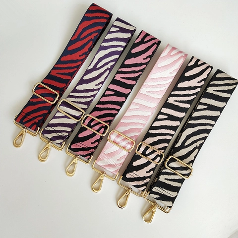 Bandoulière Large Réglable à Imprimé Zèbre Sangle de Remplacement en Polyester Durable Avec Boucle Dorée pour Sacs à Bandoulière