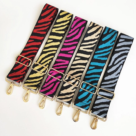 Bandoulière Large Réglable à Imprimé Zèbre Sangle de Remplacement en Polyester Durable Avec Boucle Dorée pour Sacs à Bandoulière