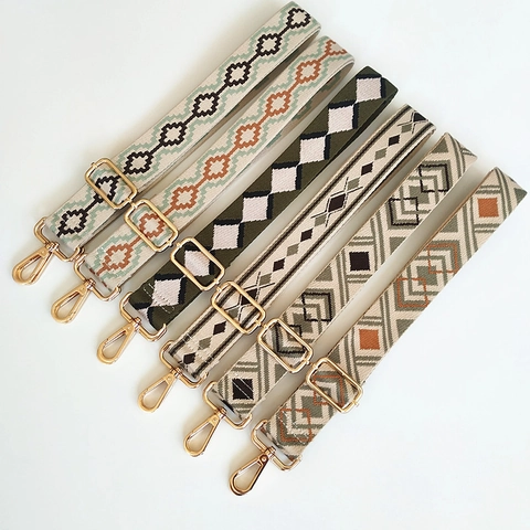 Verstellbarer Breiter Ersatztaschenriemen Ethno Geometrisches Jacquard Polyester Gurtband Schultergurt Für Damen Handtaschen