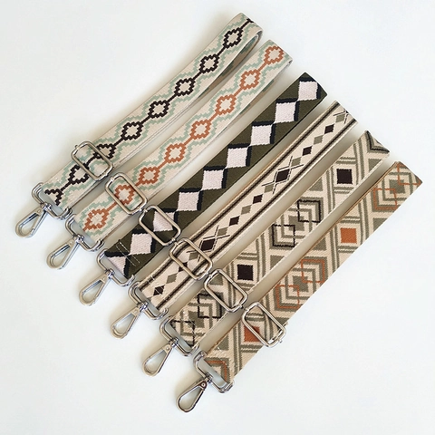 Verstellbarer Breiter Ersatztaschenriemen Ethno Geometrisches Jacquard Polyester Gurtband Schultergurt Für Damen Handtaschen