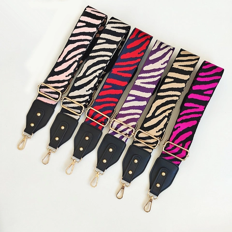 Tracolla Larga Regolabile con Stampa Zebra Cintura Intrecciata di Ricambio per Borsa a Tracolla Cinghie per Borsa con Fibbia in Metallo Dorato