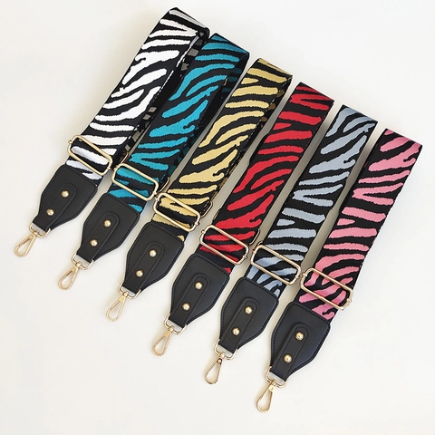 Tracolla Larga Regolabile con Stampa Zebra Cintura Intrecciata di Ricambio per Borsa a Tracolla Cinghie per Borsa con Fibbia in Metallo Dorato