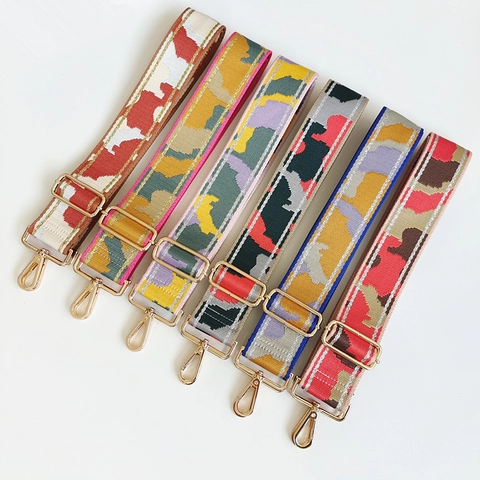 Correa de Bolso de Repuesto Ajustable Ancha de Poliéster Jacquard Estampado de Camuflaje Geométrico para Bolsos de Hombro