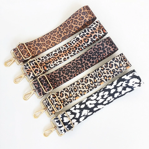 Dames Luipaardprint Tasriem Breed Verstelbaar Polyester Vervangende Schouder Crossbody Riem Met Metalen Haak Modeaccessoire
