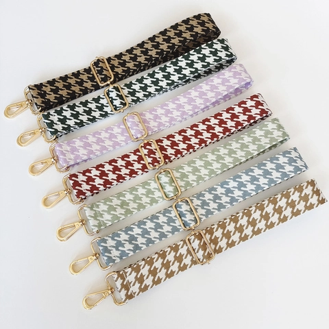 Adjustable Houndstooth Jacquard Webbing Shoulder Strap For Women Handbag Crossbody Bag Durable Polyester Replacement Strap