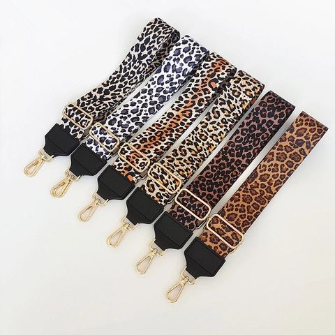 Fashion Leopard Print Replacement Bag Strap Wide Adjustable Polyester Shoulder Strap With Metal Buckles For Women Handbags