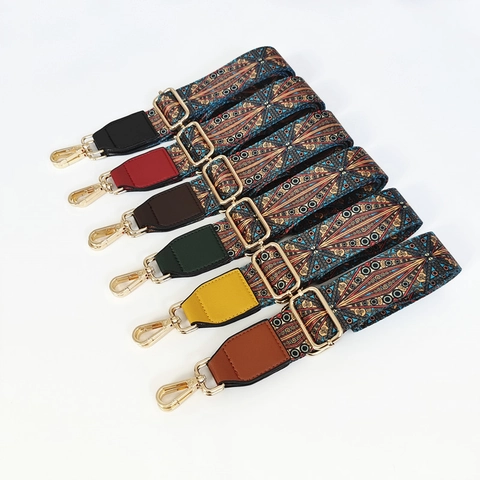 Tracolla Larga di Ricambio in Stile Bohemian Con Motivo Etnico Ricamato Regolabile per Borse da Donna Accessori