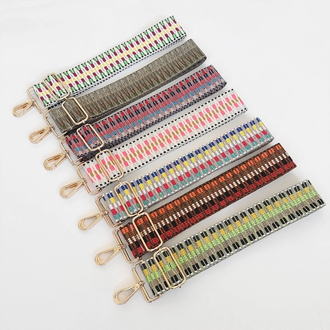 Ersatz Breiter Leinwand Schultergurt Verstellbarer Bestickter Jacquard Taschengurt Ethnischen Stil Kontrastfarbe Handtaschen Zubehör