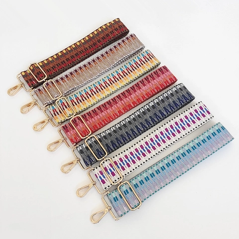 Ersatz Breiter Leinwand Schultergurt Verstellbarer Bestickter Jacquard Taschengurt Ethnischen Stil Kontrastfarbe Handtaschen Zubehör