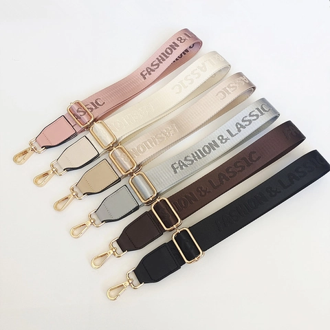 Adjustable Wide Nylon Shoulder Strap Replacement With PU Leather Ends Gold Silver Gunmetal Hook For Crossbody Handbag Women Bag Accessory