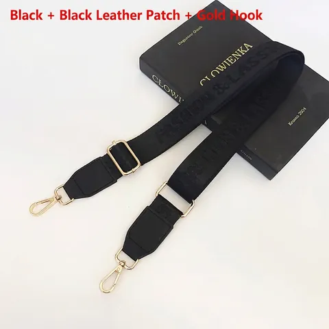 Adjustable Wide Nylon Shoulder Strap Replacement With PU Leather Ends Gold Silver Gunmetal Hook For Crossbody Handbag Women Bag Accessory