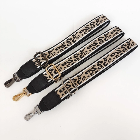 Tracolla per Borsa Regolabile Stampa Leopardata Larga Jacquard Ricambio in Pelle Sintetica Ganci in Metallo per Borse