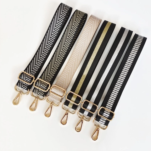 Adjustable Wide Replacement Bag Strap Woven Polyester Shoulder Strap With Metal Buckles For Crossbody Bags Handbags
