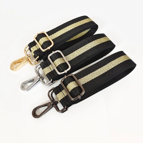 Adjustable Wide Replacement Bag Strap Woven Polyester Shoulder Strap With Metal Buckles For Crossbody Bags Handbags
