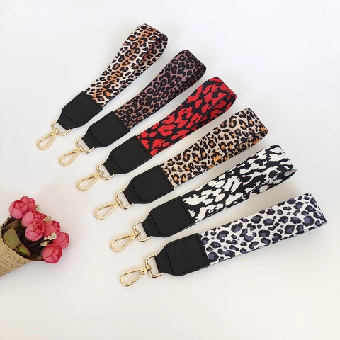 Kurzer Taschengurt Mit Leopardenmuster Handgelenkschlaufe Polyester-Gurtband Ersatzgriff Mit Goldenem Metallhaken Damen Handtaschenzubehör