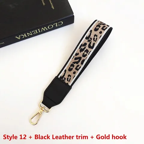 Kurzer Taschengurt Mit Leopardenmuster Handgelenkschlaufe Polyester-Gurtband Ersatzgriff Mit Goldenem Metallhaken Damen Handtaschenzubehör