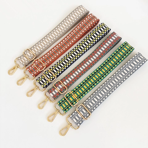 Verstellbarer Breiter Gewebter Taschenriemen Ersatz Für Damen Umhängetasche Ethnische Geometrische Muster Polyester Gurt Mit Metallhaken