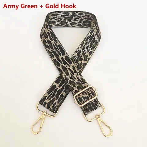 Adjustable Leopard Print Wide Bag Strap For Women Polyester Jacquard Crossbody Shoulder Strap With Metal Hooks Replacement