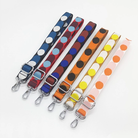 Polyester Polka Dot Print Replacement Shoulder Bag Strap Adjustable Crossbody Belt With Metal Swivel Hooks Casual Women Bag Accessories