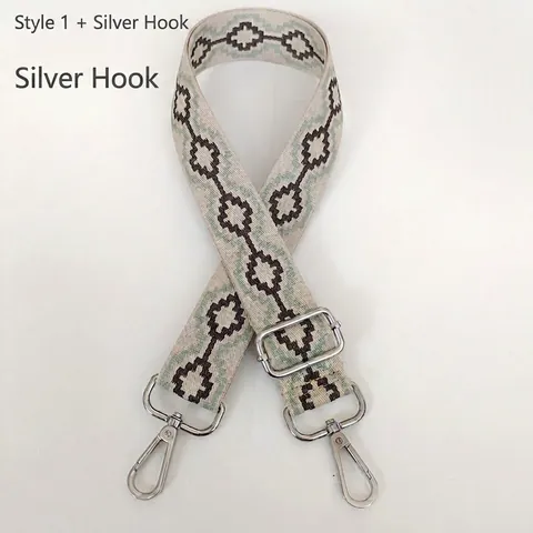 Verstellbarer Breiter Taschenriemen Für Handtaschen Ethno Geometrisch Gewebter Ersatz Schultergurt Mit Metallhaken Für Damen Umhängetaschen Zubehör