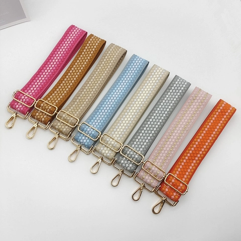 Tracolla Regolabile Larga Jacquard Geometrico Poliestere Ricambio Cinghia per Borsa con Filo Metallico Oro Argento