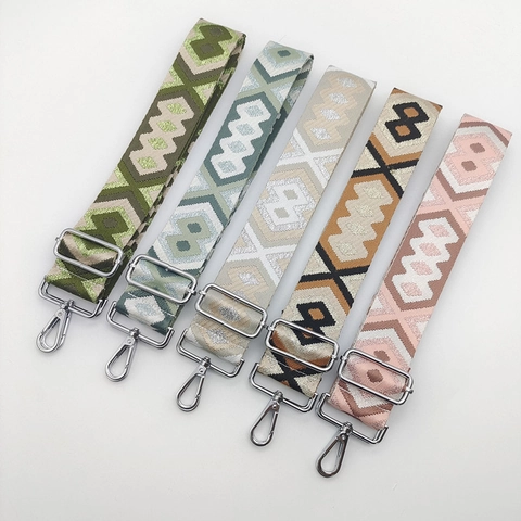 Ethnischen Stil Geometrische Muster Gewebte Taschengurt Breit Verstellbare Ersatz Schultergurt Mit Metallhaken Für Handtaschen