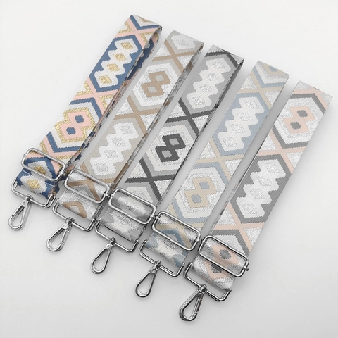Ethnischen Stil Geometrische Muster Gewebte Taschengurt Breit Verstellbare Ersatz Schultergurt Mit Metallhaken Für Handtaschen