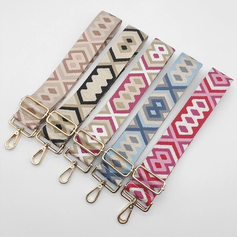 Tracolla Larga con Motivo Geometrico Etnico Sostituzione per Borse a Tracolla in Poliestere Jacquard Regolabile Accessorio