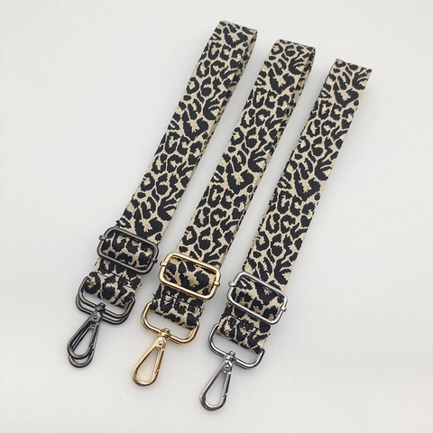 Verstellbarer Leopardenmuster Schultergurt Polyester Ersatz Breiter Umhängetaschengurt Mit Metallhaken Für Handtaschen Damen Taschen