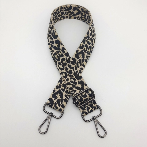 Verstellbarer Leopardenmuster Schultergurt Polyester Ersatz Breiter Umhängetaschengurt Mit Metallhaken Für Handtaschen Damen Taschen