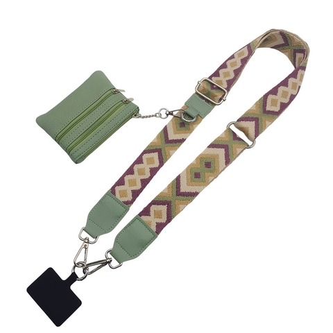 Adjustable Polyester Webbing Phone Strap With Mini Coin Purse And Metal Hook Crossbody Phone Lanyard For Women Fashion Shoulder Bag Strap