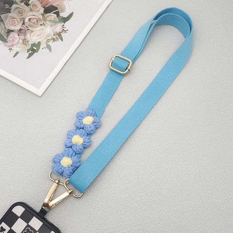 Adjustable Polyester Bag Strap With Handmade Crochet Daisy Flower Replacement Shoulder Strap For Crossbody Bag Phone Case