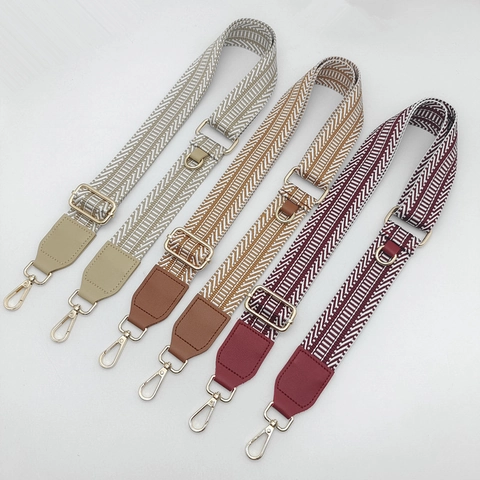 Verstellbarer Breiter Canvas Taschenriemen Ersatz Polyester Gewebter Umhängetasche Schultergurt Mit PU Lederenden Für Damen Handtasche