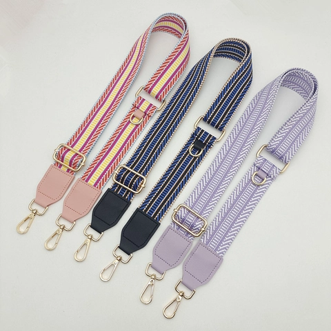 Verstellbarer Breiter Canvas Taschenriemen Ersatz Polyester Gewebter Umhängetasche Schultergurt Mit PU Lederenden Für Damen Handtasche