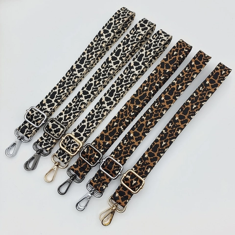 Verstellbarer Taschenriemen Mit Leopardenmuster Damen Polyester Gewebter Ersatzschultergurt Mit Gold Silber Gunmetal Schnallen