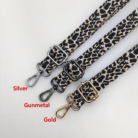 Verstellbarer Taschenriemen Mit Leopardenmuster Damen Polyester Gewebter Ersatzschultergurt Mit Gold Silber Gunmetal Schnallen